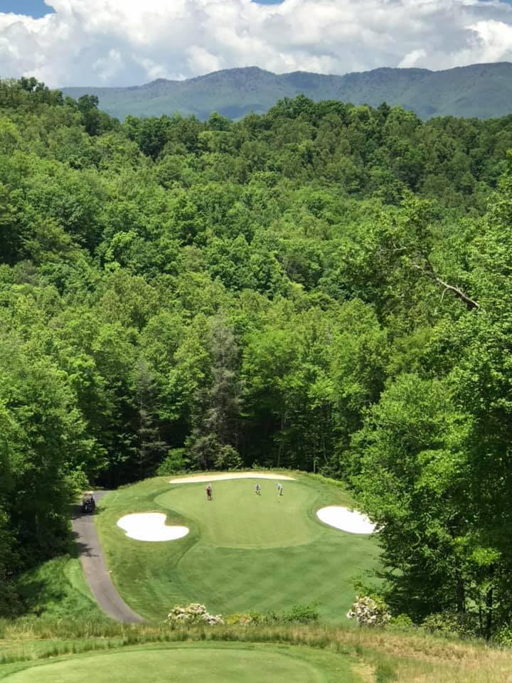 Aerial view of golf course hole